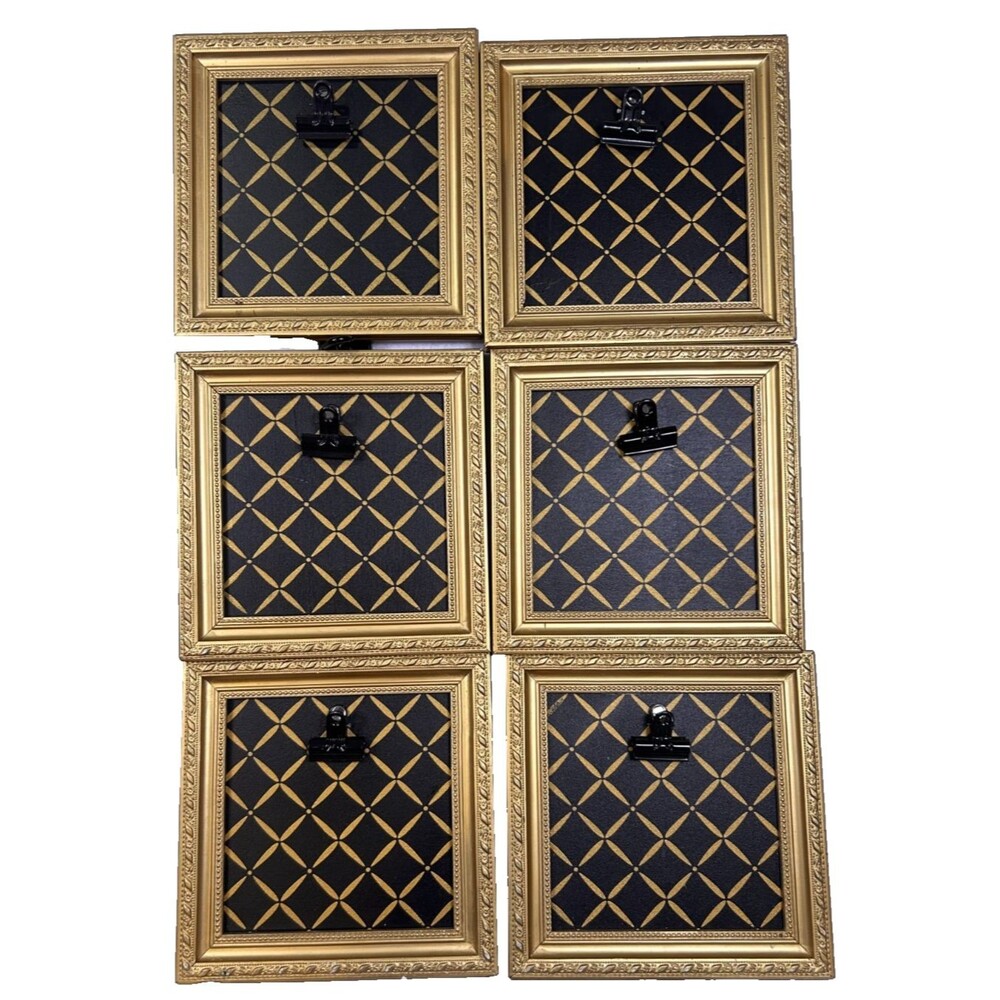 Set of 6 Gold Ornate Photo Clip Frames Memo Boards Hobby Lobby 8x8 table Decor